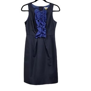 Leifsdottir Black Blue Ruffle Pencil Above The Knee Office Dress 4